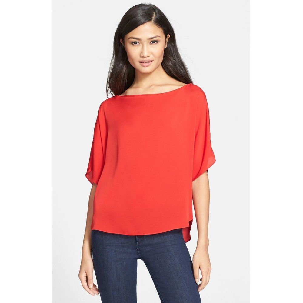 NWT! Milly Dolman‎ Top Red Blouse [SZ 0 ] #444